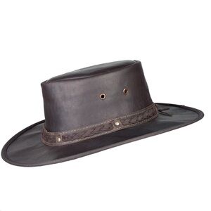 Barmah Hat Men's Brown Kangaroo Leather Squashy Kangaroo 1018 Size Large